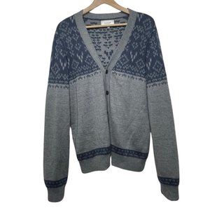 FRANK & OAK | Men's Gray & Blue Button Front Cardigan | Size L